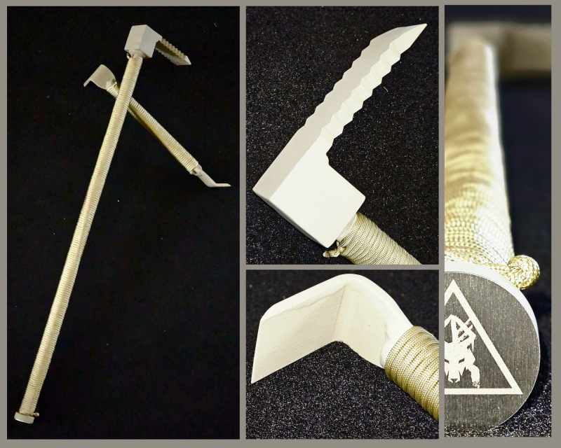 Taktisches Brecheisen-Set für Polizei und Militär, mit gezahntem Hebelkopf und rutschfestem Griff, Nahaufnahme auf schwarzem Hintergrund